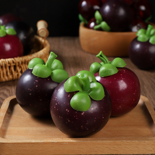 仿真山竹假水果山竺倒捻子模型紫红泡沫山竹摄影道具儿童认知教具