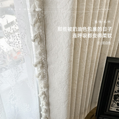 「蔷薇」法式奶油风复古提花浮雕雪尼尔遮光窗帘中古棕复古绿