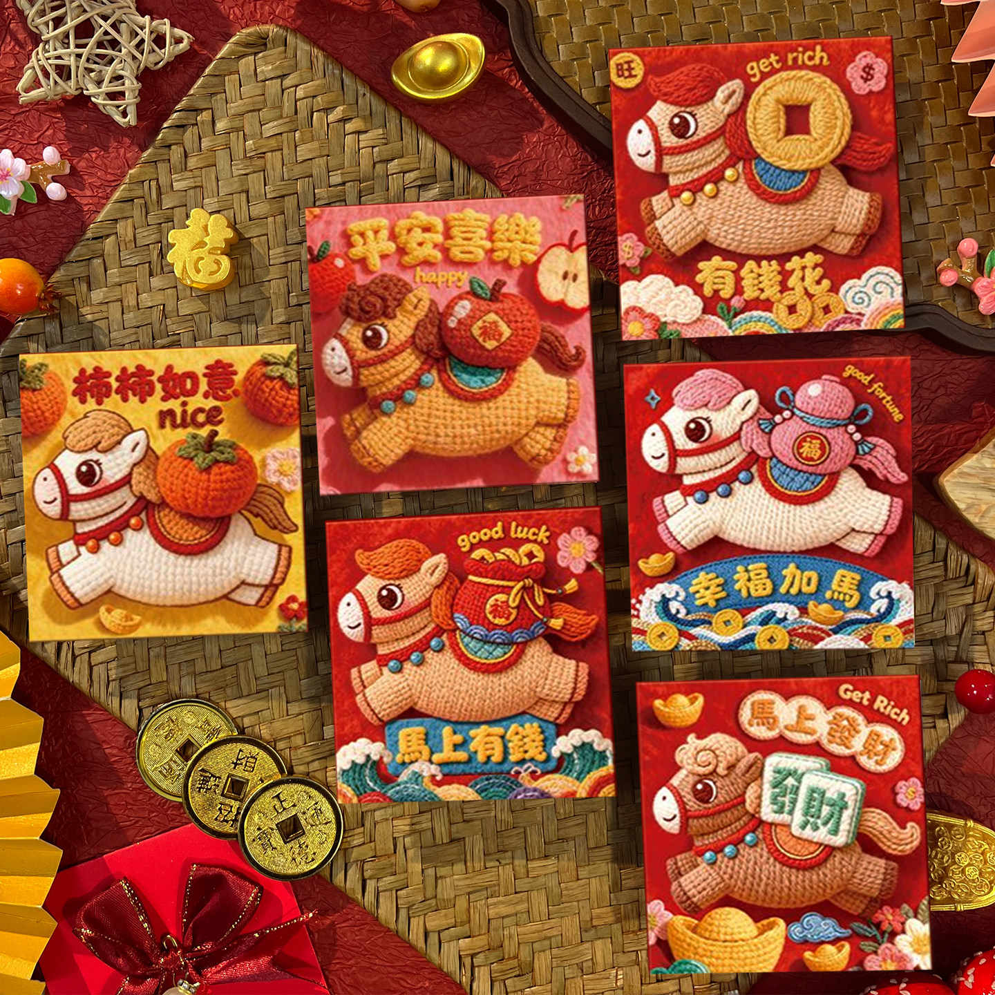 马上发财5D仿真立体刺绣毛绒卡通红包袋2026马年创意卡通春节压岁