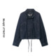 水洗牛仔外套短款 欧美风女装 宽松蝙蝠袖 系带夹克百搭风衣棒球服