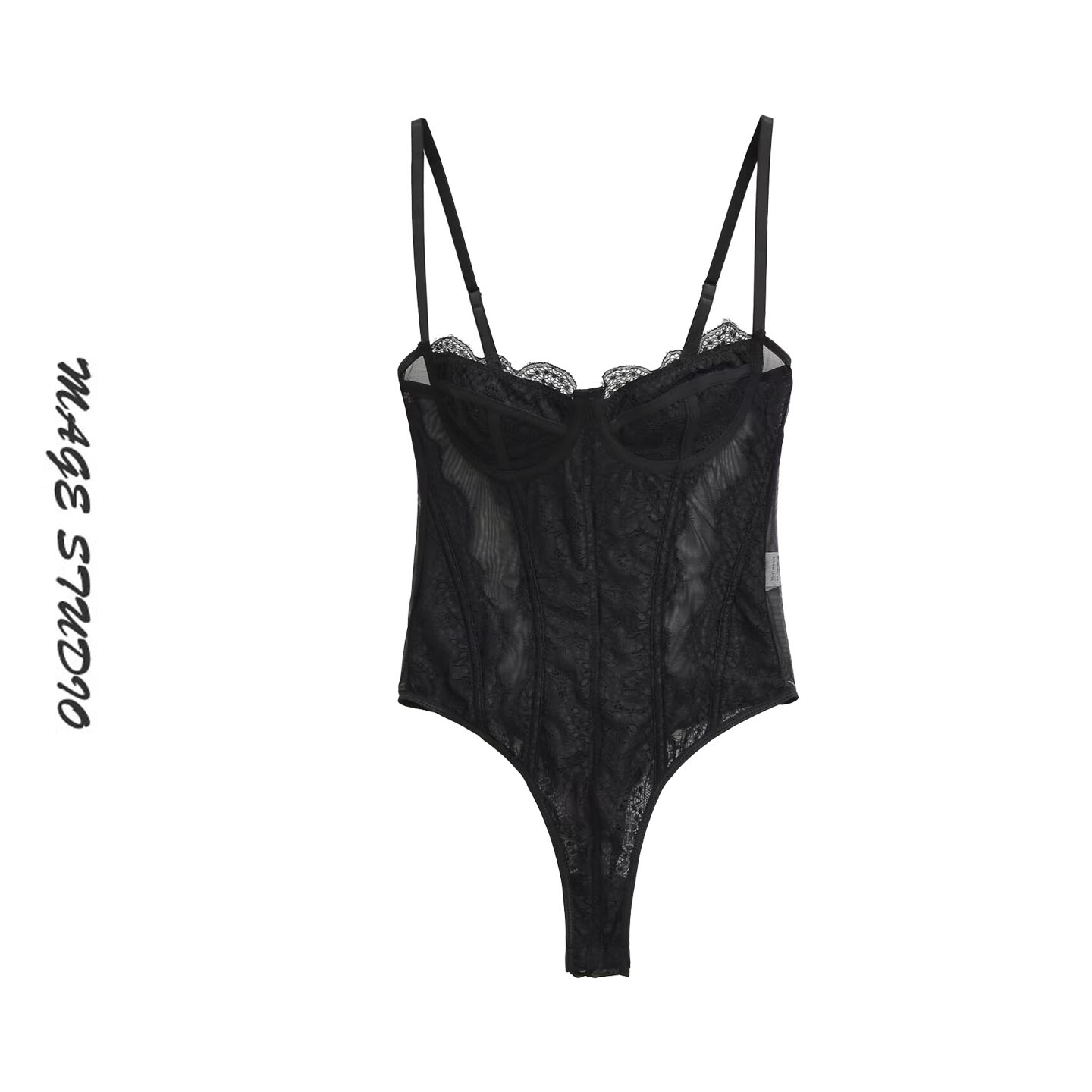 性感风黑色蕾丝连体吊带背心女