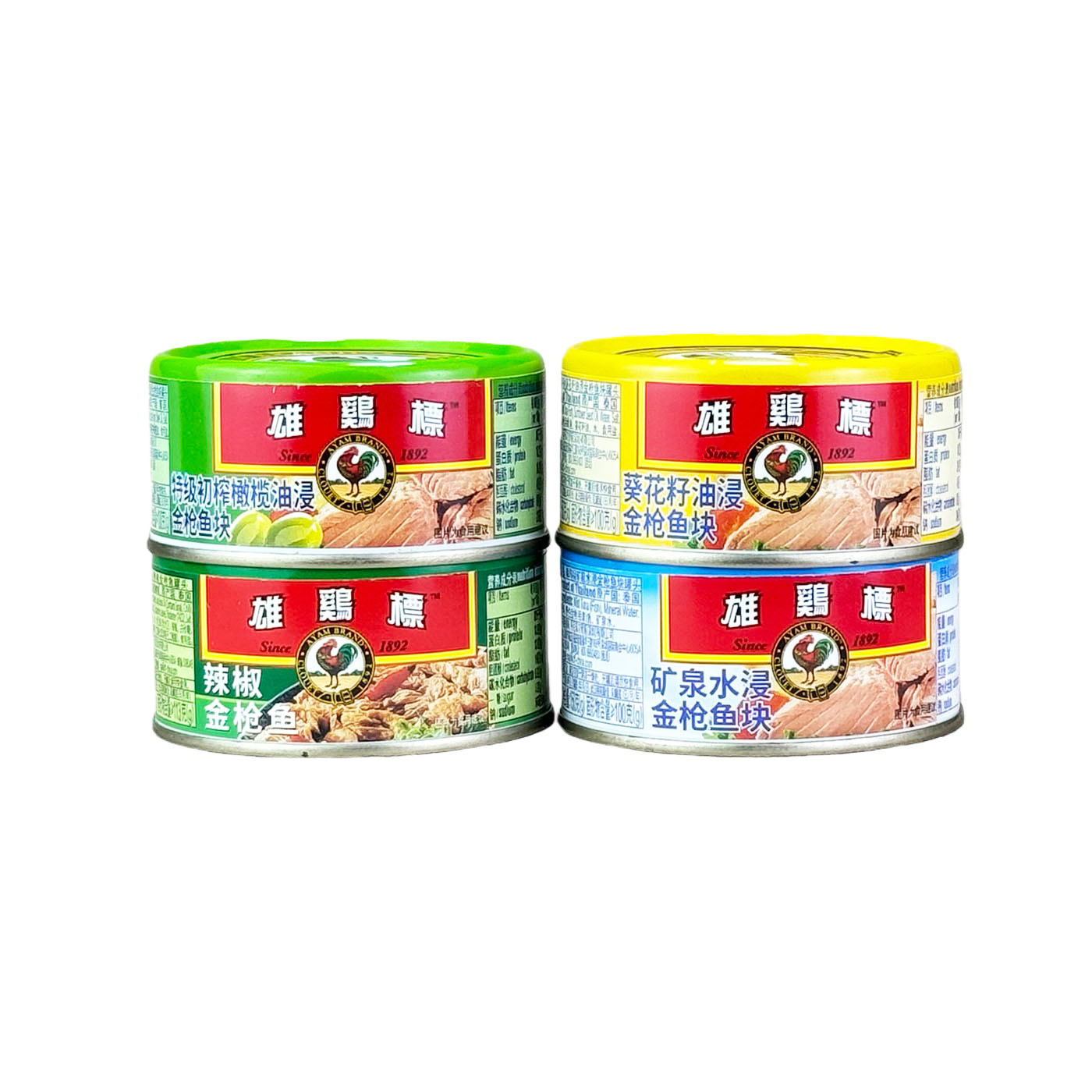 雄鸡标矿泉水浸金枪鱼罐头