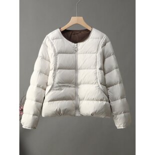 圆领轻薄棉服女装2026年新款韩版冬季小香风时尚洋气百搭圆领外套