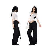 裤 通勤低腰大口袋宽松阔腿工装 绑带多种穿法 率性痞酷 Fanptntox