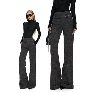 Fanptntox·职场精英干练深花灰直筒微宽松西裤设计感腰头休闲裤