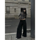 黑色西装 高级感垂感阔腿裤 裤 宽松直筒显瘦休闲裤 女秋季 Fanptntox
