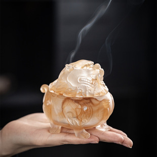 琉璃狻猊香薰炉创意仿古盘香檀香沉香卧香薰炉茶道家用室内摆件