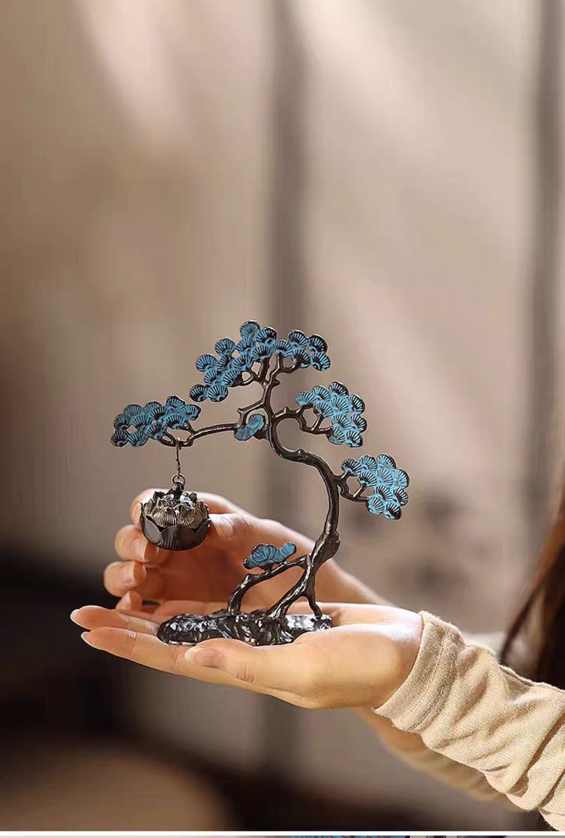 迷你迎客松莲花倒流香香炉创意摆件客厅摆件小众家居饰品吊炉香插,家居饰品,香薰炉,淘宝优惠券,粉丝福利购,淘宝优惠卷