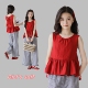 儿童无袖 女童T恤夏装 大童娃娃衫 绝美洋气亲子装 上衣 红色背心韩版