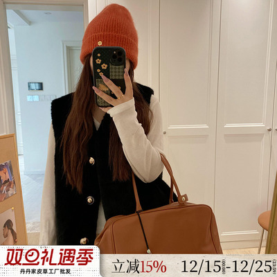 经典水貂绒皮毛一体环保皮草无袖