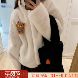 初雪环保貂 绵密蓬松色泽光泽佳 保暖加厚毛茸茸外套冬季新款皮草