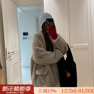 韩版 新款 气质环保皮草毛毛外套女 高级感仿水貂毛皮毛一体冬季 特价