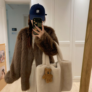 特价仿狐狸毛皮毛一体 V领中长款环保皮草年轻款毛毛外套女