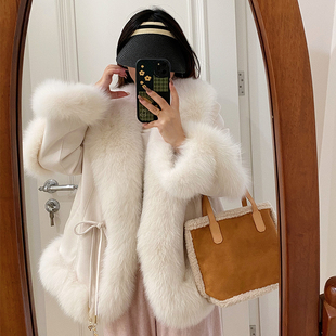 年轻款狐狸毛皮草女鹅绒内胆麂皮绒2025冬季新款韩版短款毛毛外套