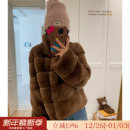 贵奢线 皮草毛毛外套女 龙猫獭兔毛咖色高级感保暖立领2025冬新款