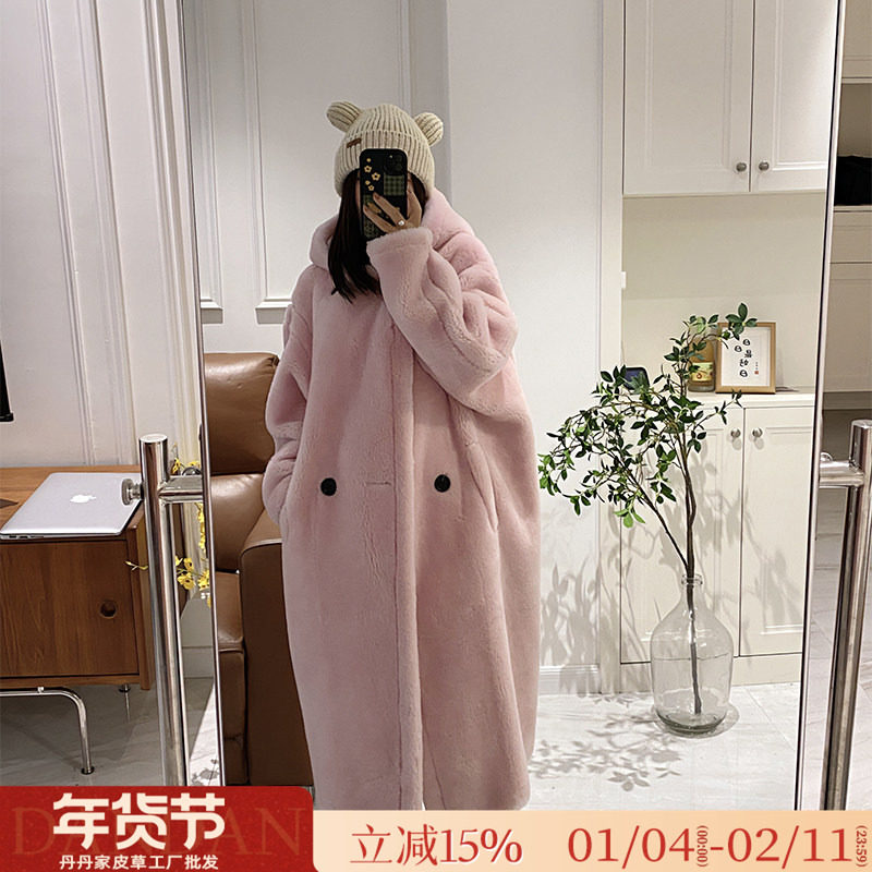泰迪熊大衣全羊毛2025冬新款羊羔毛绒连帽长款韩版皮草女毛毛外套,女装/女士精品,皮草,淘宝优惠券,粉丝福利购,淘宝优惠卷