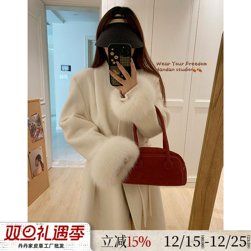 过膝长款全羊毛双面呢羊绒大衣