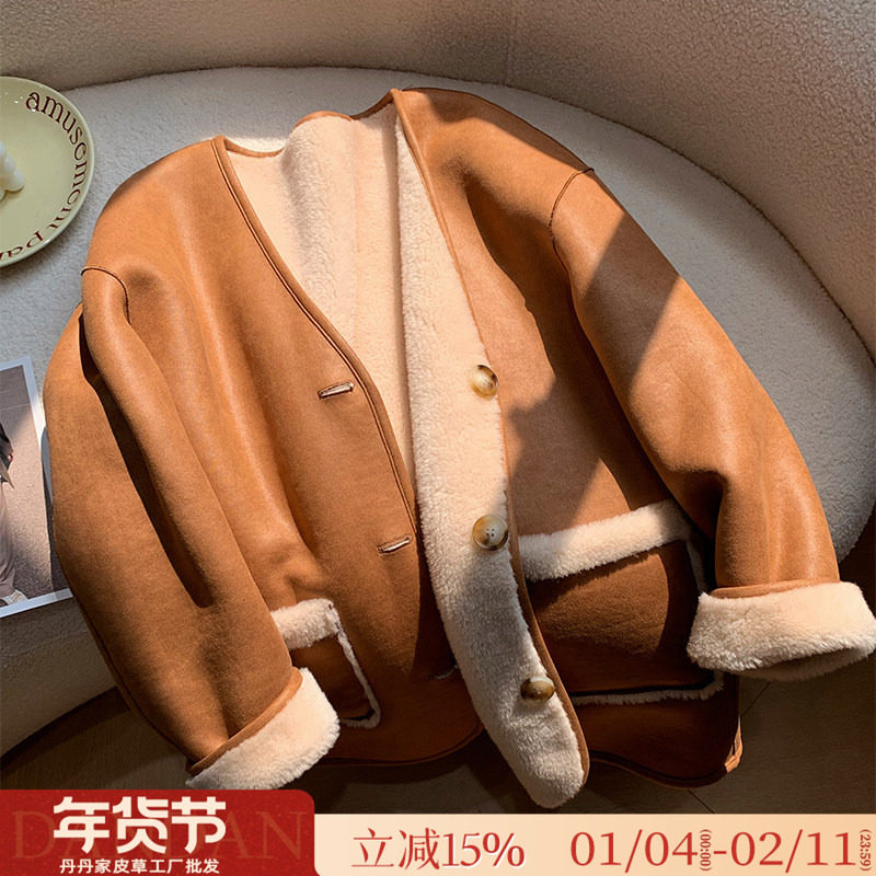 特价高级感羊羔毛两面穿冬季 V领羊剪绒皮毛一体中长款皮草外套女,女装/女士精品,皮草,淘宝优惠券,粉丝福利购,淘宝优惠卷