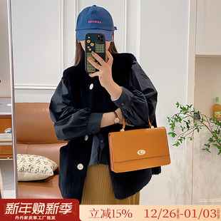 小香风羊剪绒毛毛外套女2025新年轻款 羊羔毛背心皮毛一体皮草马甲