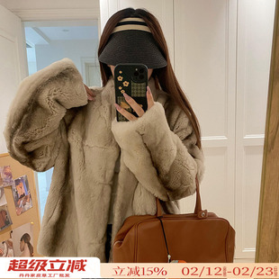 公主兔兔！雷克斯整皮獭兔毛小立领短款2025新款皮草女冬毛毛外套