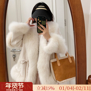 年轻款狐狸毛皮草女鹅绒内胆麂皮绒2025冬季新款韩版短款毛毛外套