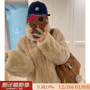 Anna兔兔 立翻领两穿皮草毛毛外套女冬 雷克斯整皮獭兔毛2025新款