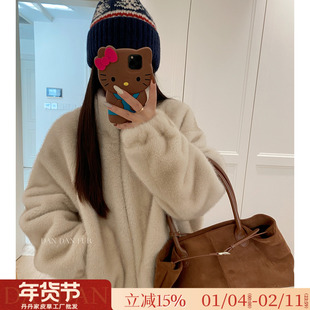 暖茶/软糯宽松立领短款仿水貂毛皮毛一体环保皮草冬季毛毛外套女