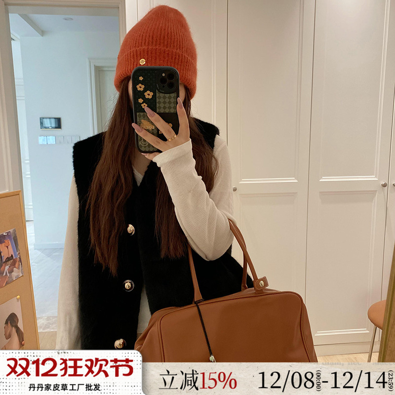 经典水貂绒皮毛一体环保皮草无袖