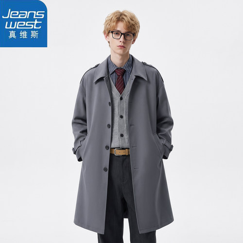 真维斯秋冬韩英中长男风衣