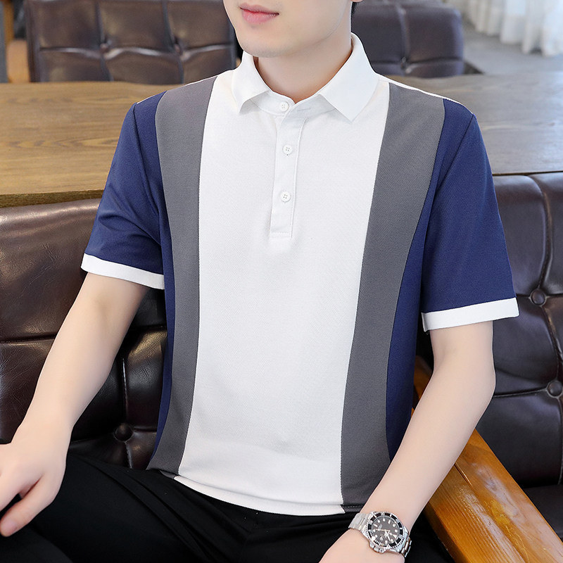 2023夏季新款翻领T恤印花潮流条纹阔版体恤衫polo衫男PL6887-P35,男装Polo衫,星座1206（原A206）