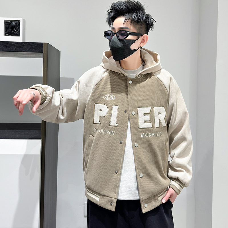 新款欧棉条外套男青少年学生潮流宽松棒球服夹克外套HGC1920-P85,男装夹克,星座1206（原A206）