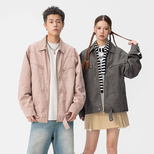 秋冬新款夹克全棉水洗重磅青少年外套日系棒球服上衣GS6392-P105图片
