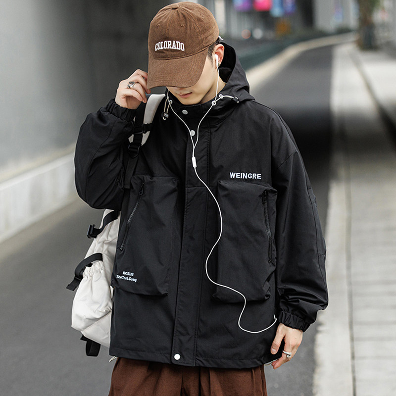 三防布料春秋新款连帽外套男休闲宽松青少年夹克JM8603,男装夹克,星座1206（原A206）