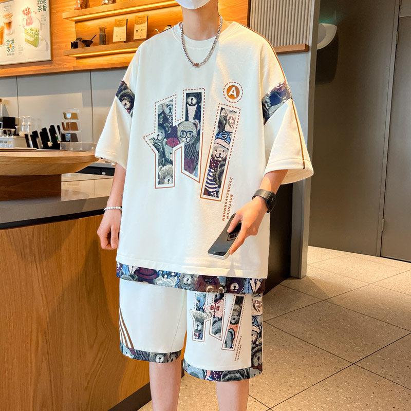 新款夏季透气青少年男士韩版休闲时尚百搭套装YCGW771-P55,男装休闲套装,星座1206（原A206）