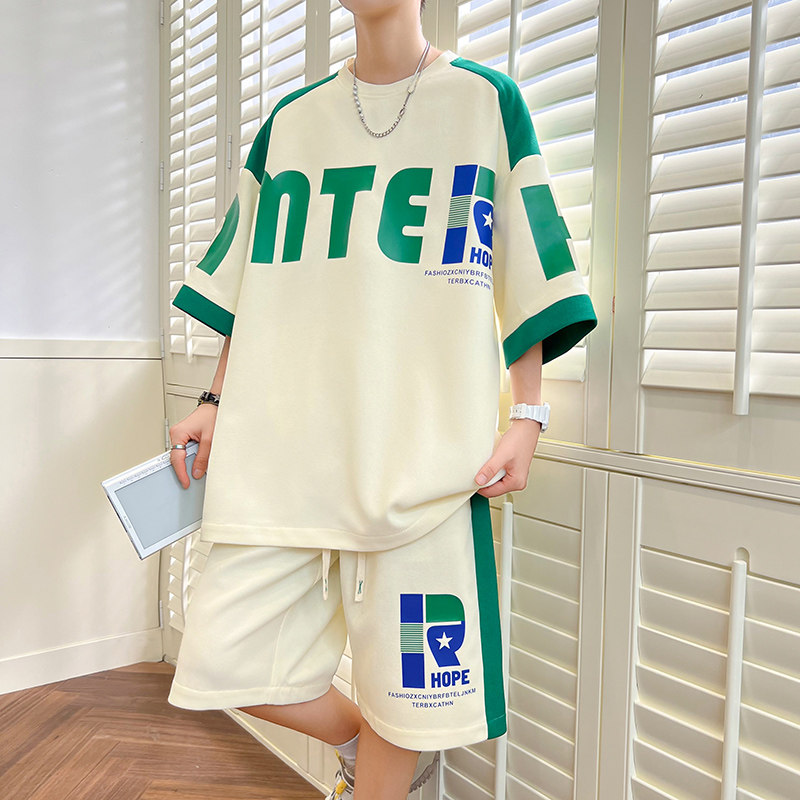 新款夏季透气青少年华夫格男士韩版时尚百搭透气套装YCGW889-P50,男装休闲套装,星座1206（原A206）