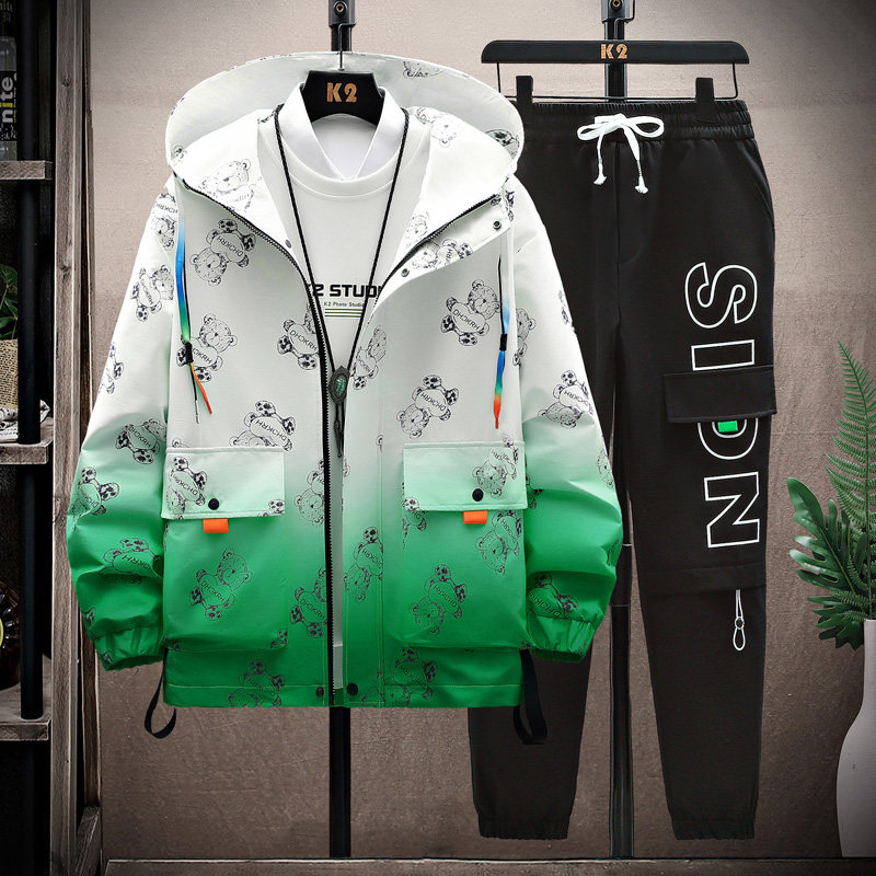 2023高品质青少年学生渐变夹克套装男士上衣裤子两件套TZA31-P95，男装休闲套装，星座1206（原A206）