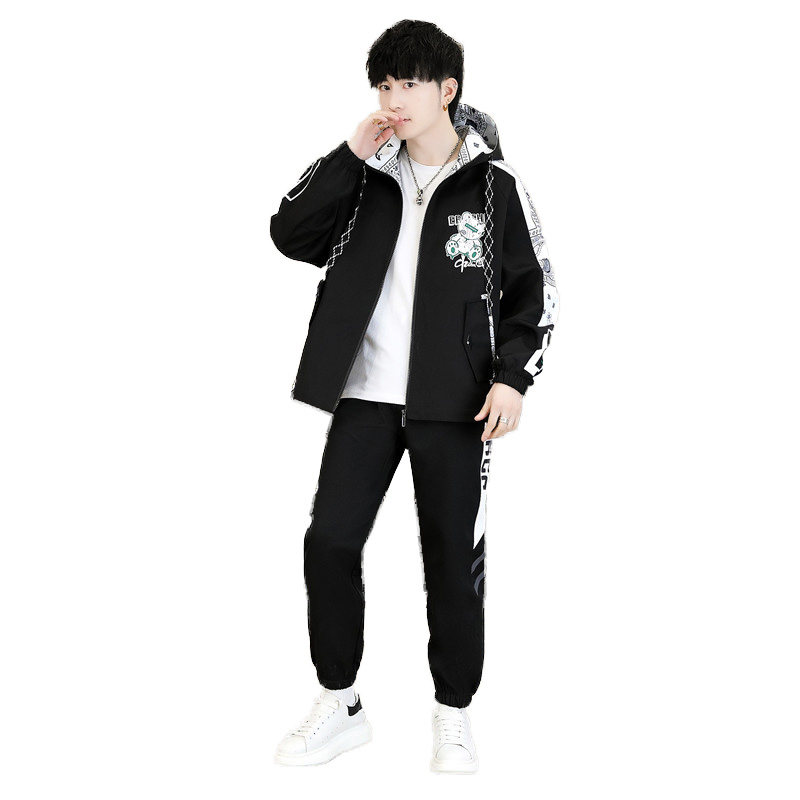 秋冬新款青少年休闲夹克两件套运动时尚套装外套裤子TZ0811-P100,男装休闲套装,星座1206（原A206）