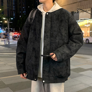 冬季男士棉衣麂皮绒夹棉飞行夹克加厚棒球领外套GS8205-P105图片