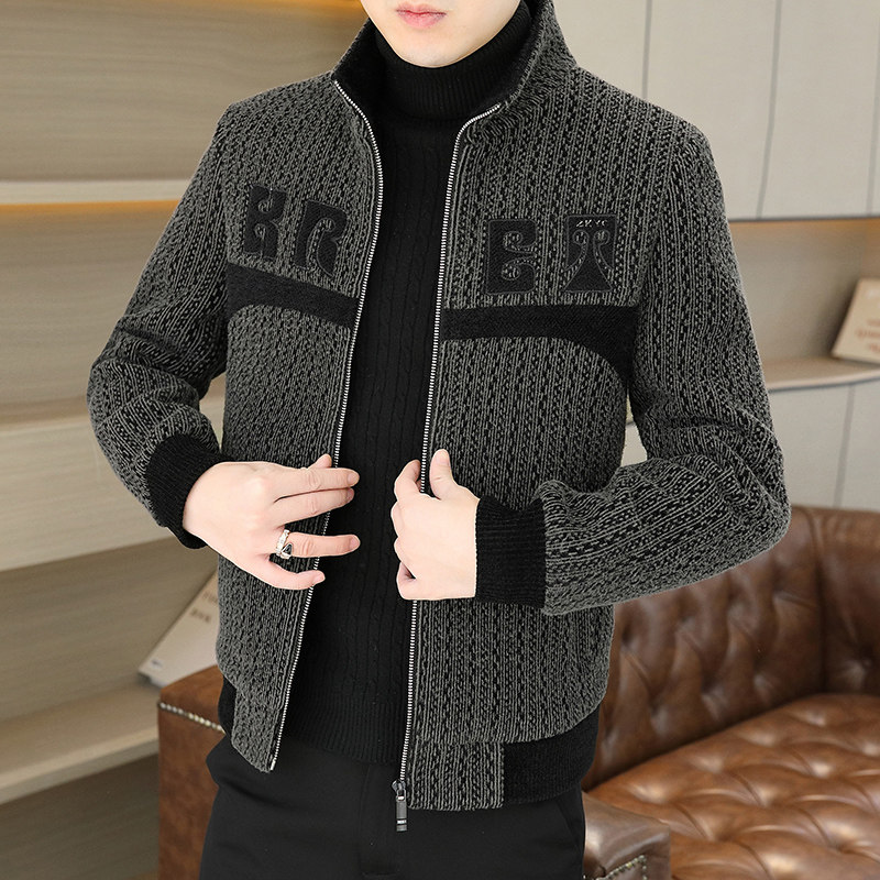 2025秋冬金貂绒翻领毛呢外套青年夹加棉加厚夹克棉服 HF8821-P140图片