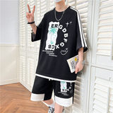 2025新款夏季透气青少年男士韩版时尚百搭透气套装YCGW779-P53，男装休闲套装，星座1206（原A206）