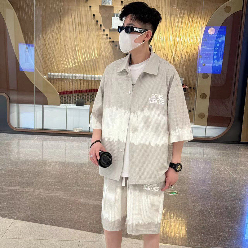 夏季新款套装青少年时尚潮流百搭衬衫短袖短裤套装男HJQ710-P60图片
