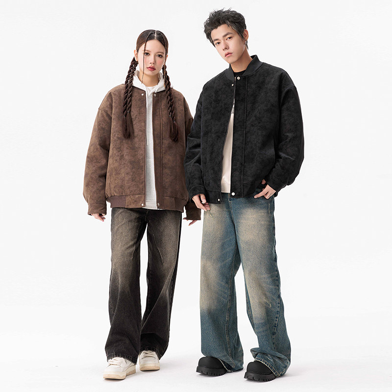 冬季男士棉衣麂皮绒夹棉飞行夹克加厚棒球领外套GS8205-P105,男装夹克,星座1206（原A206）