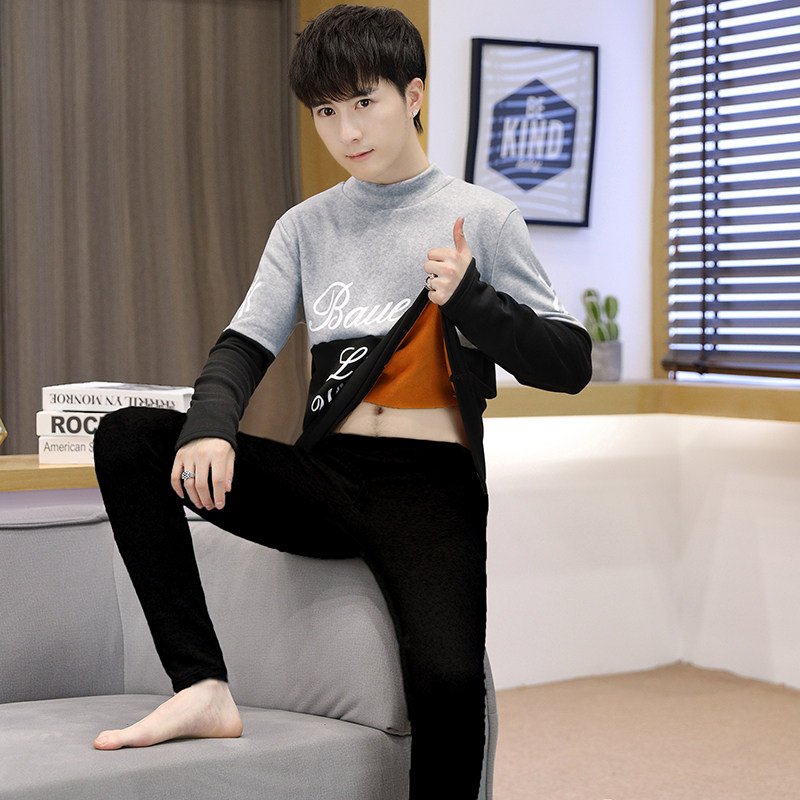 加绒加厚冬季保暖内衣男套装青年秋衣秋裤男装TZ1006-P30,男装休闲套装,星座1206（原A206）