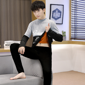 加绒加厚冬季保暖内衣男套装青年秋衣秋裤男装TZ1006-P30,男装休闲套装,星座1206（原A206）