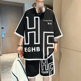 2025夏季新款短袖套装韩版潮t恤两件套青少年学生LF112-P53，男装T恤，星座1206（原A206）