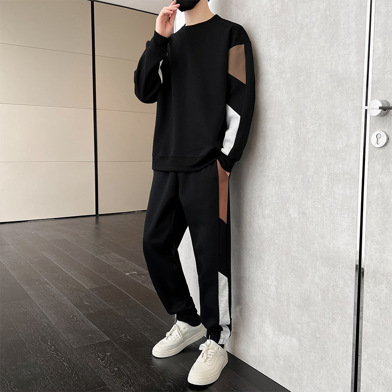 男士休闲运动服套装秋季时尚潮牌卫衣痞帅卫裤帅气搭配两件套P60,男装休闲裤,星座1206（原A206）