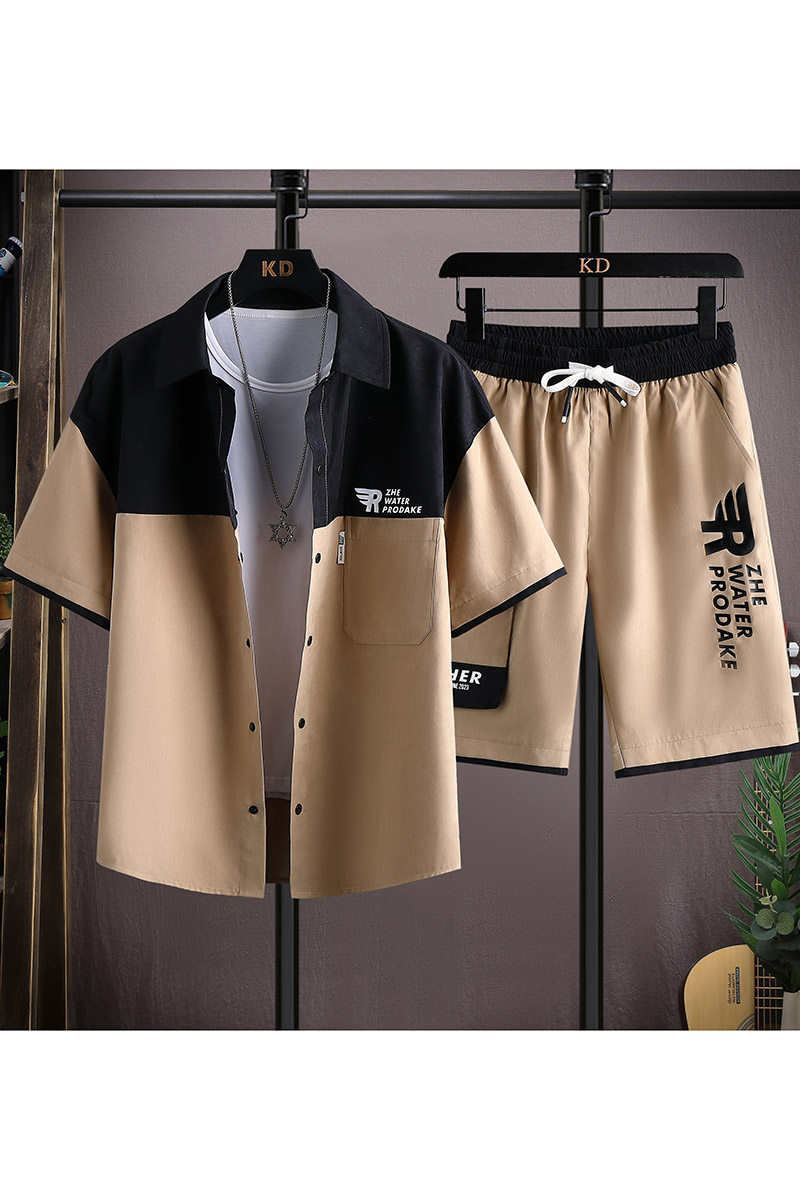 夏季休闲套装男衬衫短袖T恤男装一套短袖五分裤衣服TZ6893-P58,男装休闲套装,星座1206（原A206）