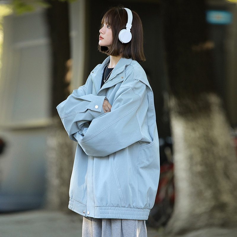 2025秋季新款工装皮衣男机车服潮流港风翻领宽松PU外套GS6395-P90,男装皮衣,星座1206（原A206）