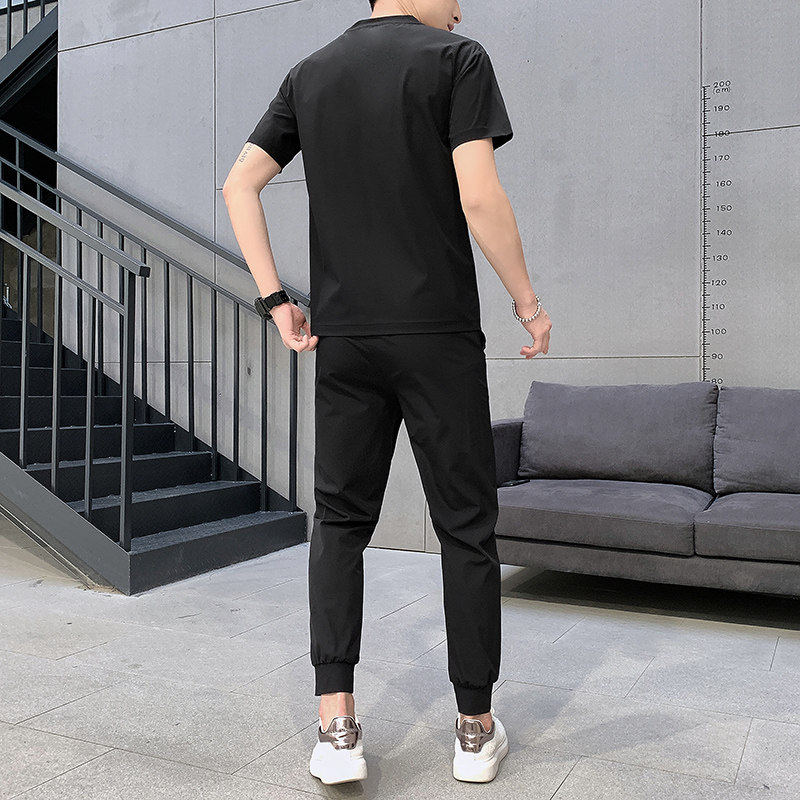 短袖t恤男士冰丝套装夏季一套潮流男装休闲潮牌两件HL15336-P45,男装T恤,星座1206（原A206）
