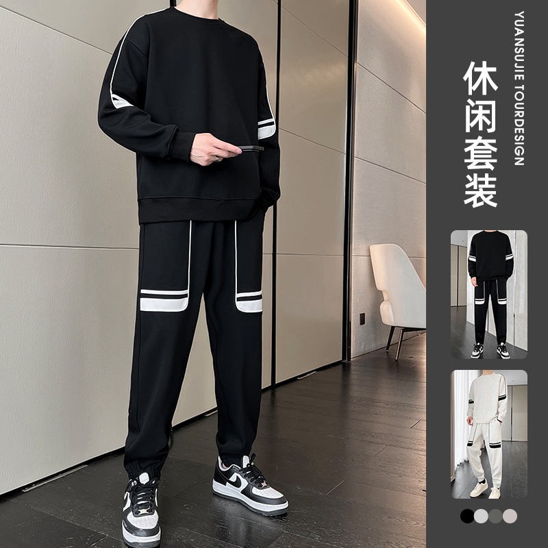 春秋季卫衣休闲套装男2025年新款两件套潮流帅气春秋运动服P60，男装休闲套装，电商A206